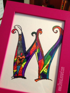 Adorable monogram art by my kinder. It was a present for his teacher. (=