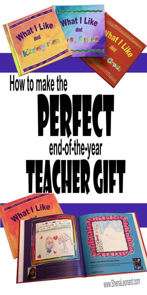 How to make the Perfect end-of-the-year (or anytime) Teacher Present! It’s small, cute (adorable, actually) and includes EVERY Child’s Favorite Thing about their school year. Each kid has a page with their photo, info and drawing. I have made this for my kids’ teachers the last 8 years and it’s always a big hit! (=