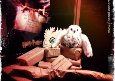 It looks like the Owl Post arrived with the birthday presents. (= We wrapped all of the presents in brown paper bags (turned inside out so you couldn't see the Target labels, of course) and twine. Then we arranged them all on the table with his Harry Potter poster, the Harry Potter pillow we made, and a Hedwig-looking owl on top so he'd see them first thing in the morning. It was really easy to wrap them this way, and he was SO EXCITED!